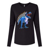 Menorasaurus Rex T Rex Dinosaur Hanukkah Gift Womens Cotton Relaxed Long Sleeve T-Shirt