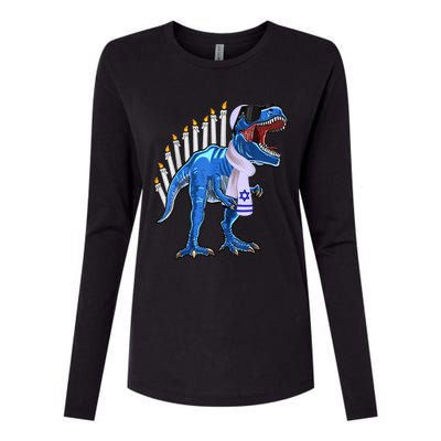 Menorasaurus Rex T Rex Dinosaur Hanukkah Gift Womens Cotton Relaxed Long Sleeve T-Shirt