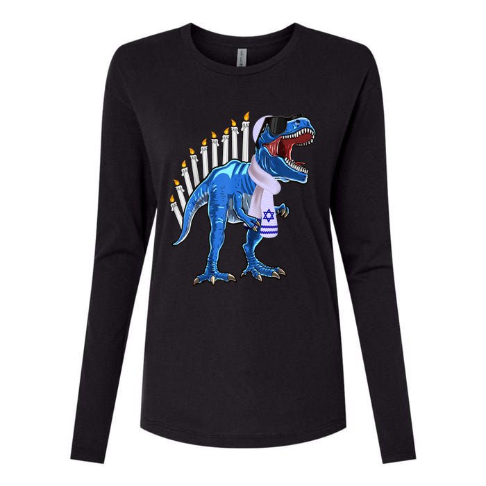 Menorasaurus Rex T Rex Dinosaur Hanukkah Gift Womens Cotton Relaxed Long Sleeve T-Shirt