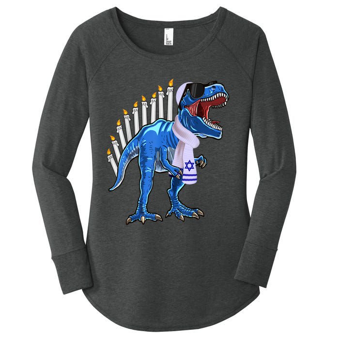 Menorasaurus Rex T Rex Dinosaur Hanukkah Gift Women's Perfect Tri Tunic Long Sleeve Shirt