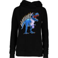 Menorasaurus Rex T Rex Dinosaur Hanukkah Gift Womens Funnel Neck Pullover Hood