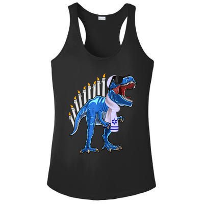 Menorasaurus Rex T Rex Dinosaur Hanukkah Gift Ladies PosiCharge Competitor Racerback Tank