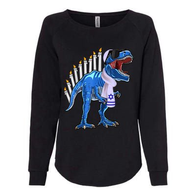 Menorasaurus Rex T Rex Dinosaur Hanukkah Gift Womens California Wash Sweatshirt