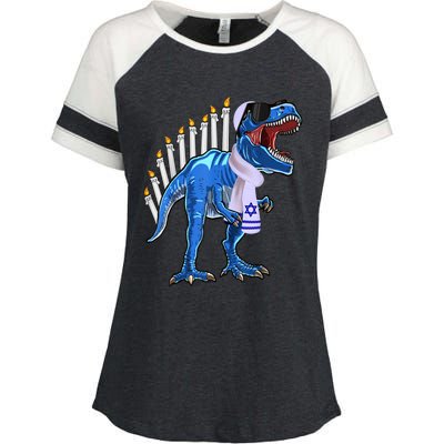 Menorasaurus Rex T Rex Dinosaur Hanukkah Gift Enza Ladies Jersey Colorblock Tee