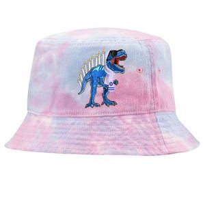 Menorasaurus Rex T Rex Dinosaur Hanukkah Gift Tie-Dyed Bucket Hat