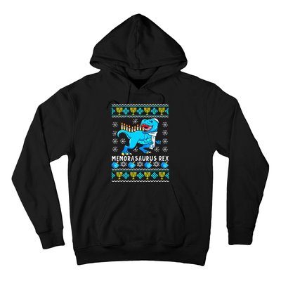 Menorasaurus Rex T Rex Dinosaur Hanukkah Hoodie