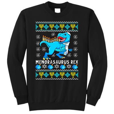 Menorasaurus Rex T Rex Dinosaur Hanukkah Sweatshirt