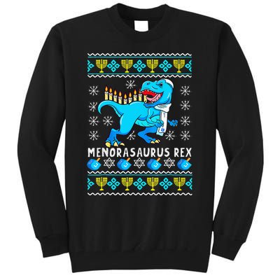 Menorasaurus Rex T Rex Dinosaur Hanukkah Tall Sweatshirt