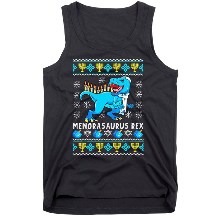 Menorasaurus Rex T Rex Dinosaur Hanukkah Tank Top