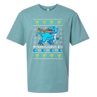 Menorasaurus Rex T Rex Dinosaur Hanukkah Sueded Cloud Jersey T-Shirt