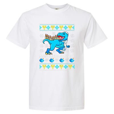 Menorasaurus Rex T Rex Dinosaur Hanukkah Garment-Dyed Heavyweight T-Shirt