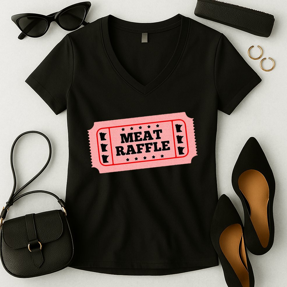 Meat Raffle Ticket Minnesota Women's V-Neck T-Shirt