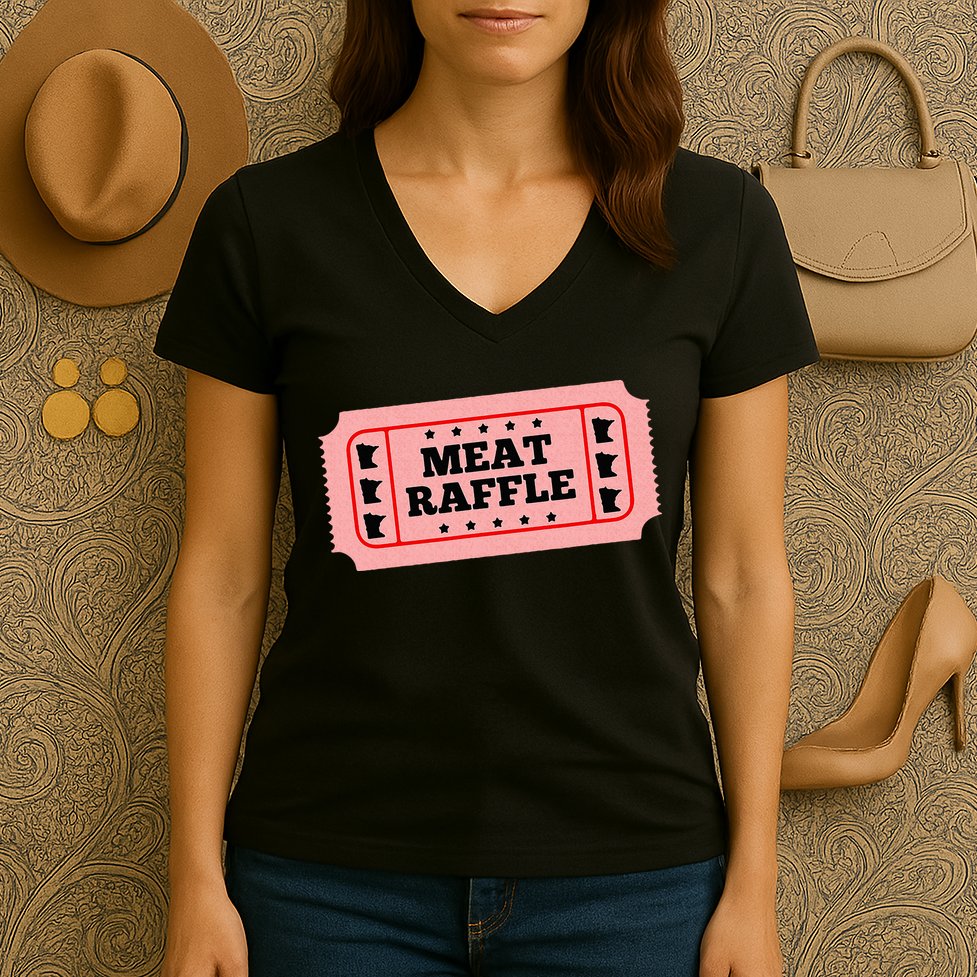 Meat Raffle Ticket Minnesota Women's V-Neck T-Shirt