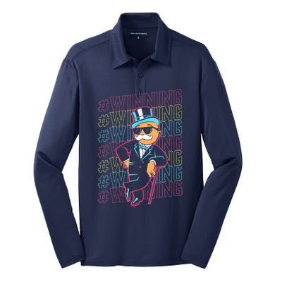 Monopoly Rich Uncle Pennybags Winning Silk Touch Performance Long Sleeve Polo