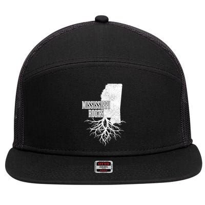 Mississippi Roots Vintage Usa Patriotic Pride State Map 7 Panel Mesh Trucker Snapback Hat