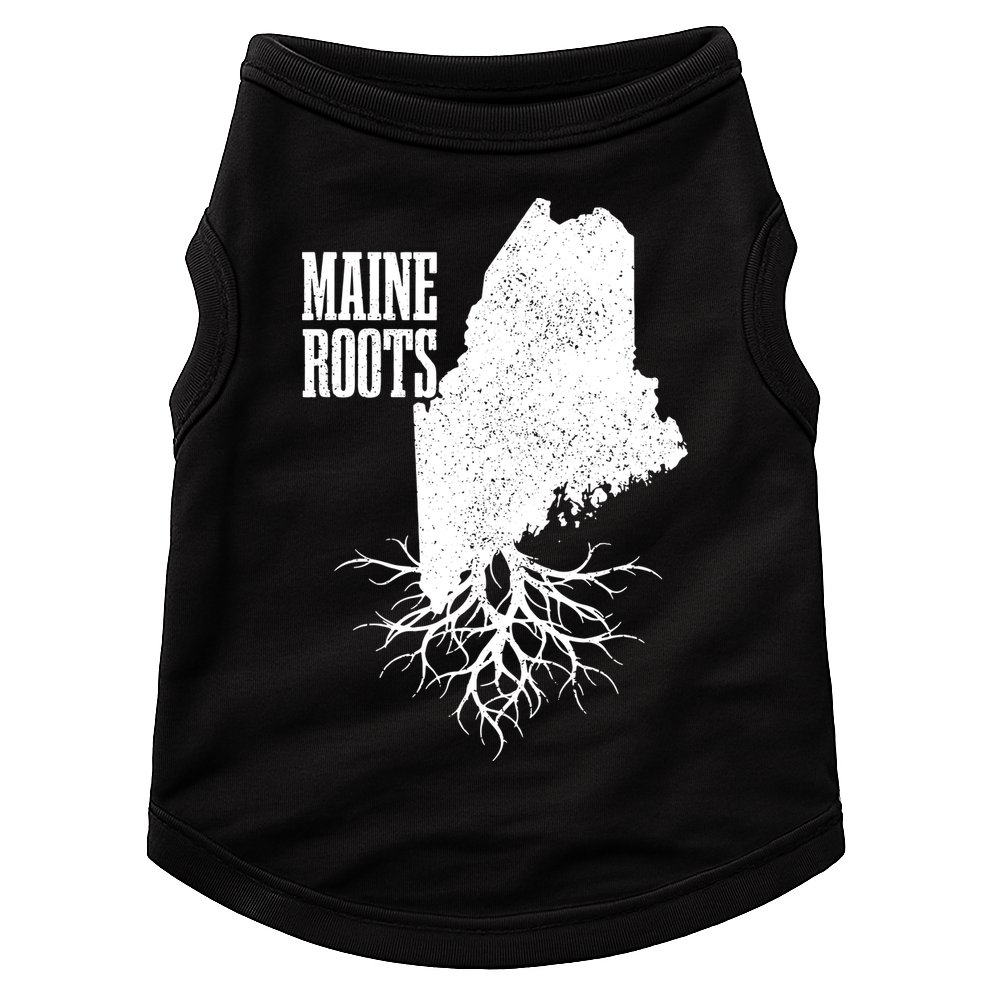 Maine Roots Vintage Usa Patriotic Pride State Map Gift Doggie Tank