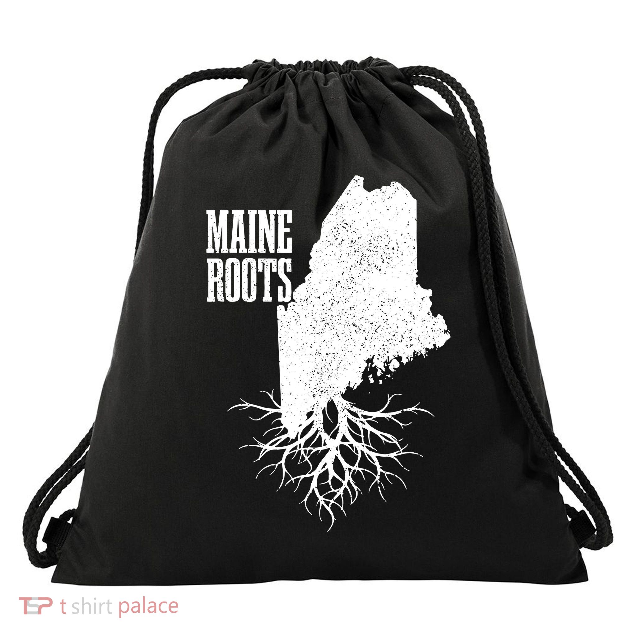 Maine Roots Vintage Usa Patriotic Pride State Map Gift Drawstring Bag