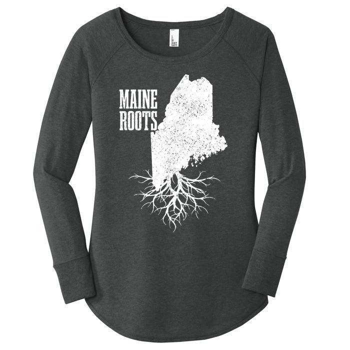 Maine Roots Vintage Usa Patriotic Pride State Map Gift Women's Perfect Tri Tunic Long Sleeve Shirt