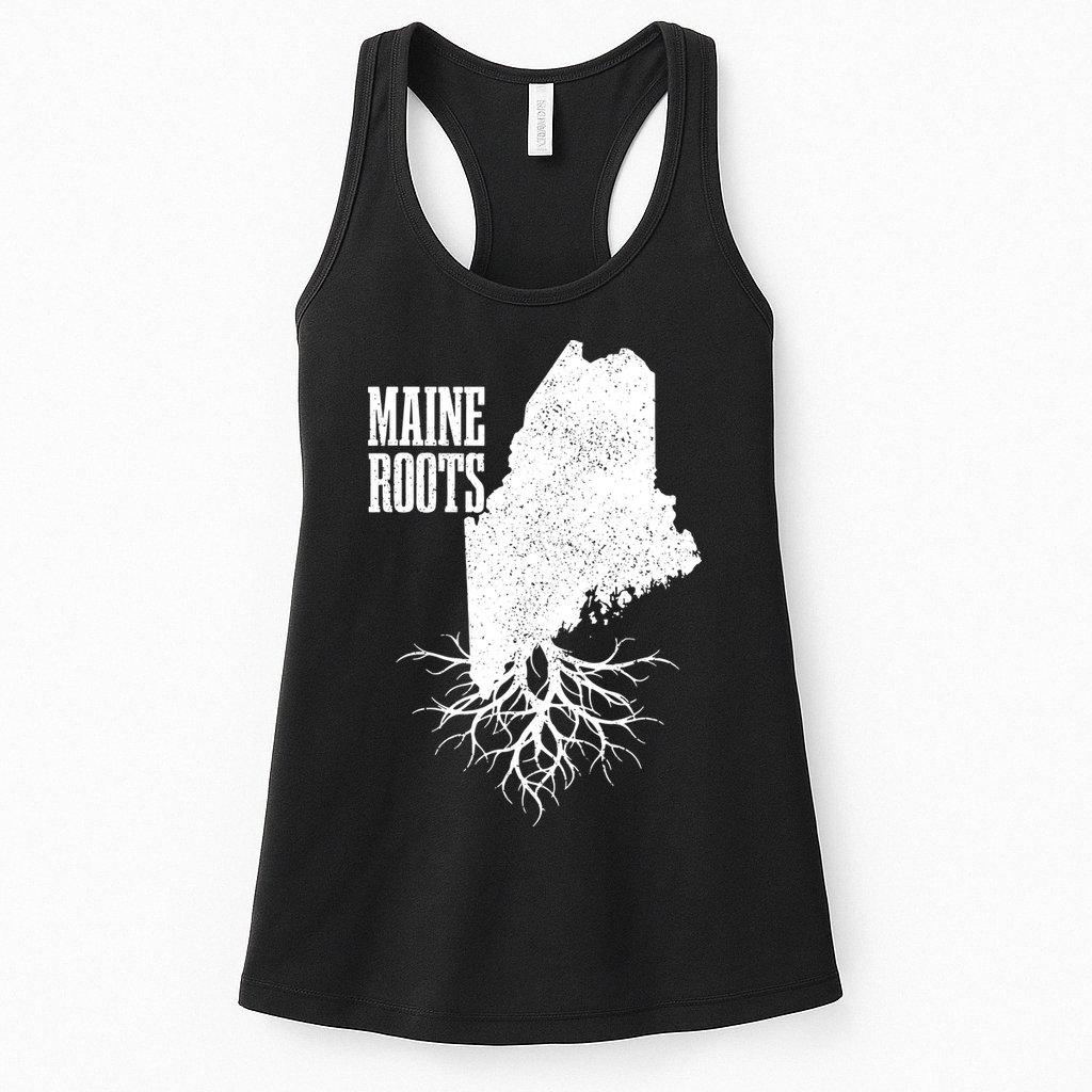 Maine Roots Vintage Usa Patriotic Pride State Map Gift Womens Tank Top