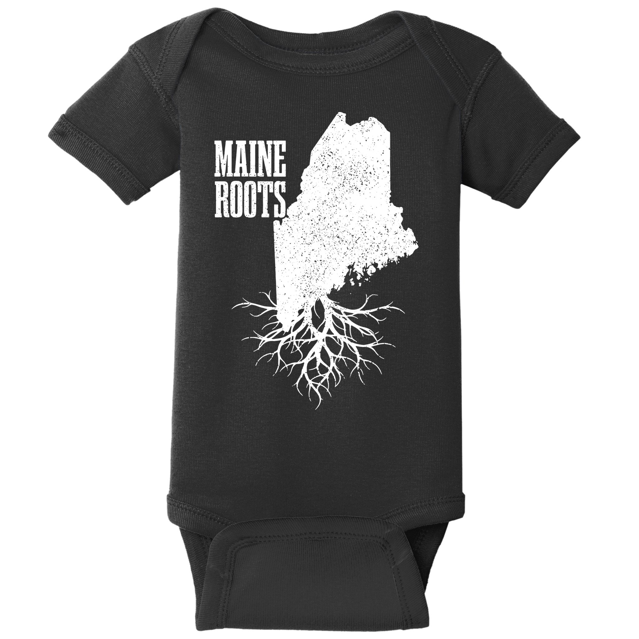 Maine Roots Vintage Usa Patriotic Pride State Map Gift Baby Bodysuit