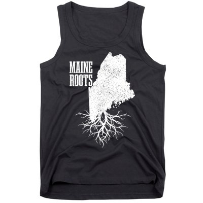 Maine Roots Vintage Usa Patriotic Pride State Map Gift Tank Top