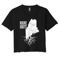 Maine Roots Vintage Usa Patriotic Pride State Map Gift Women's Crop Top Tee