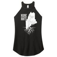 Maine Roots Vintage Usa Patriotic Pride State Map Gift Women's Perfect Tri Rocker Tank