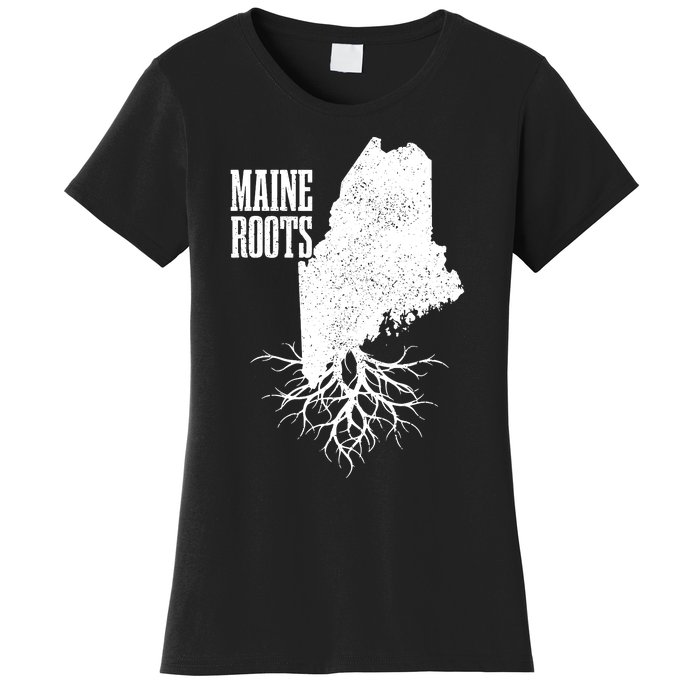 Maine Roots Vintage Usa Patriotic Pride State Map Gift Women's T-Shirt