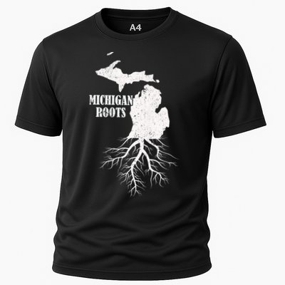 Michigan Roots Vintage Pride State Map Gift Performance Shirt