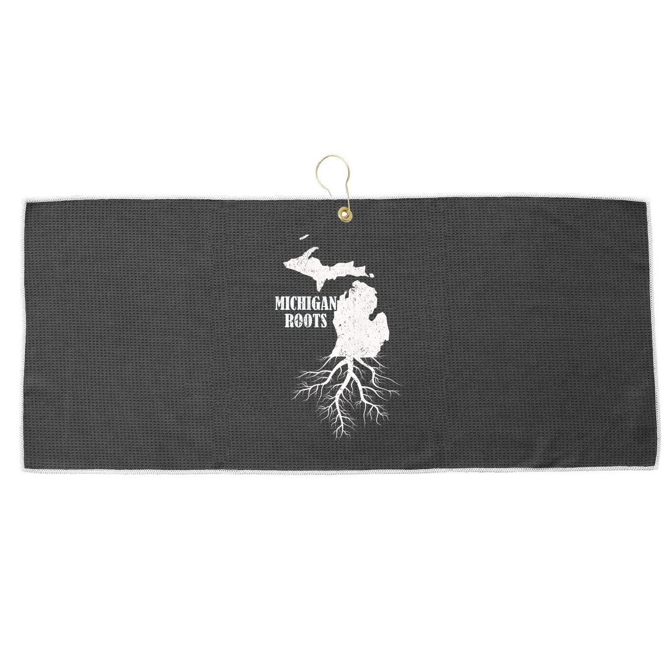 Michigan Roots Vintage Pride State Map Gift Large Microfiber Waffle Golf Towel