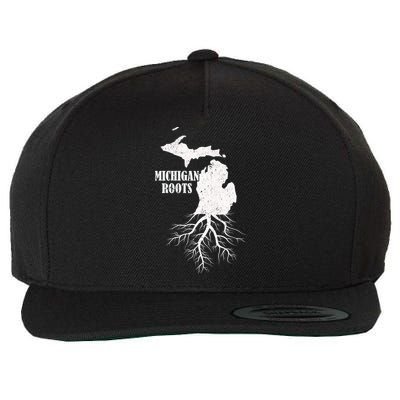 Michigan Roots Vintage Pride State Map Gift Wool Snapback Cap