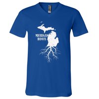 Michigan Roots Vintage Pride State Map Gift V-Neck T-Shirt