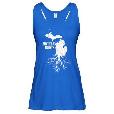 Michigan Roots Vintage Pride State Map Gift Ladies Essential Flowy Tank