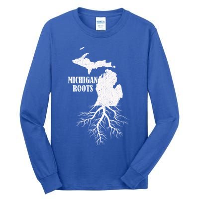 Michigan Roots Vintage Pride State Map Gift Tall Long Sleeve T-Shirt