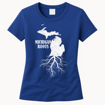 Michigan Roots Vintage Pride State Map Gift Womens T-Shirt