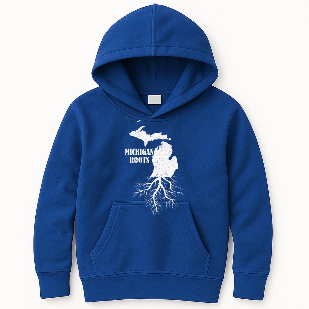 Michigan Roots Vintage Pride State Map Gift Kids Hoodie