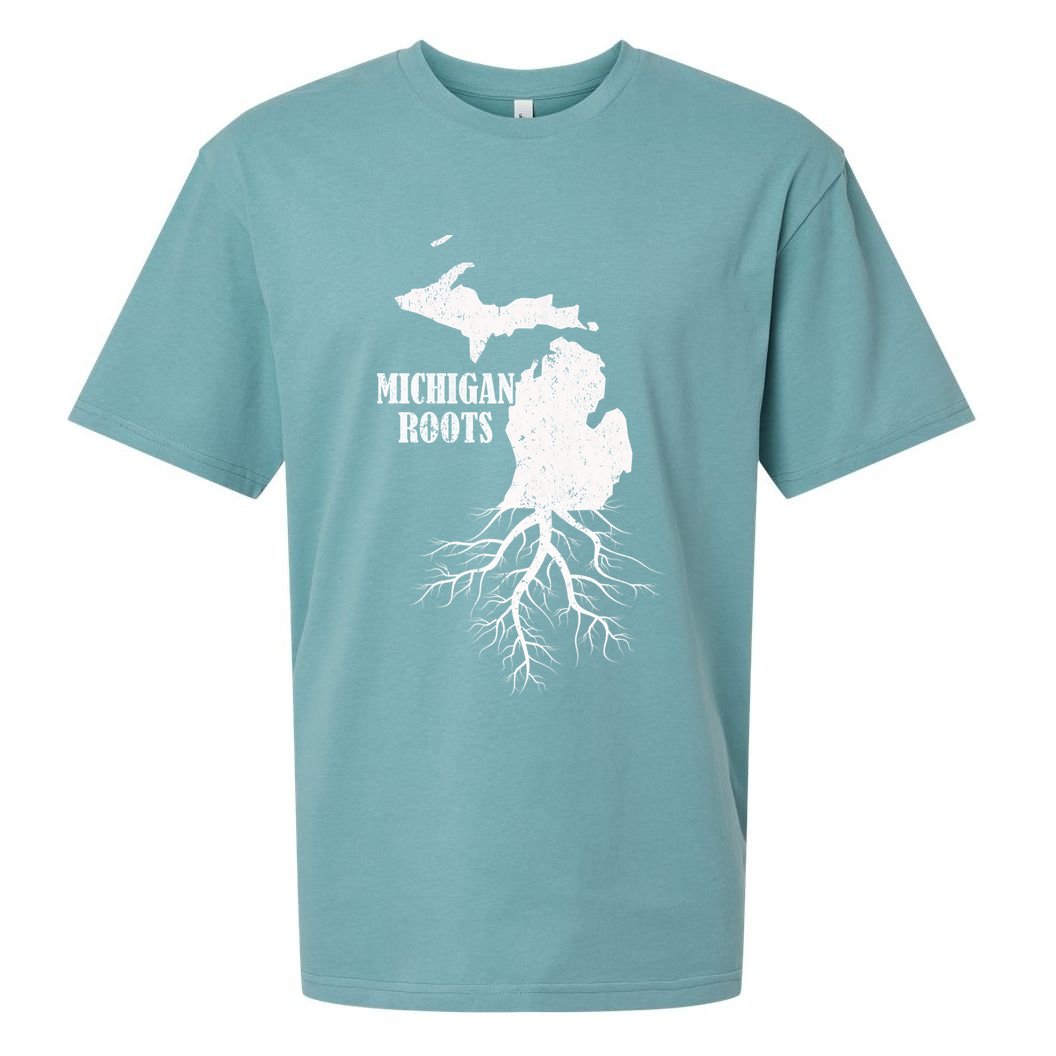 Michigan Roots Vintage Pride State Map Gift Sueded Cloud Jersey T-Shirt
