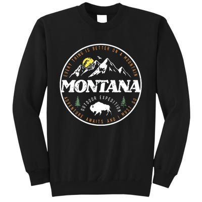 Montana Retro Vintage Mountain Outdoors State Graphic Tall Sweatshirt