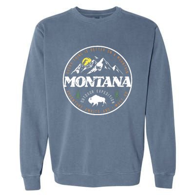 Montana Retro Vintage Mountain Outdoors State Graphic Garment-Dyed Sweatshirt