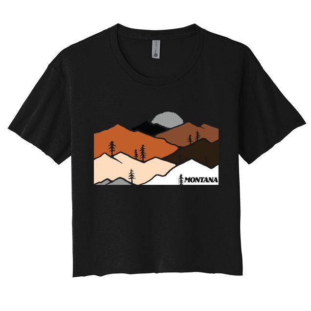 Montana Retro Vintage Mountain Outdoors State Graphic Crop Top