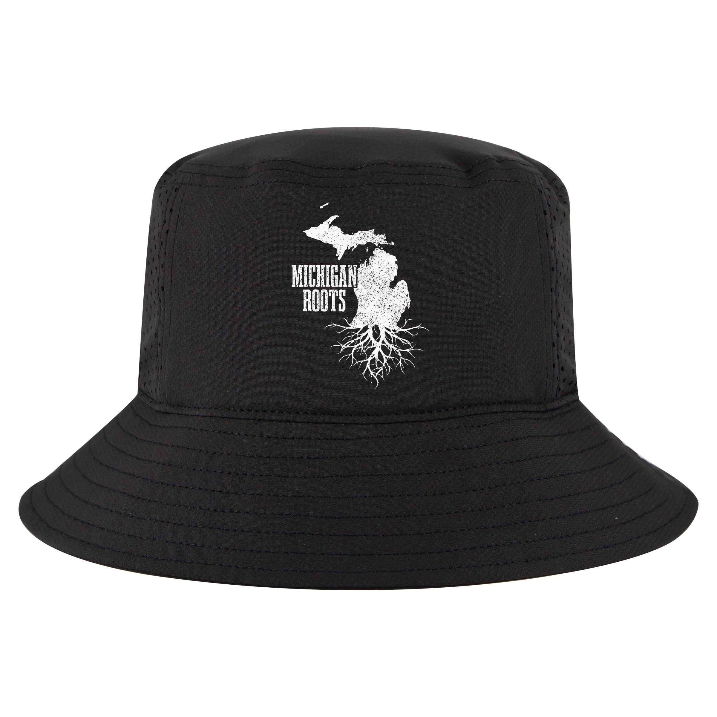 Michigan Roots Vintage Pride State Map Gift Cool Comfort Performance Bucket Hat