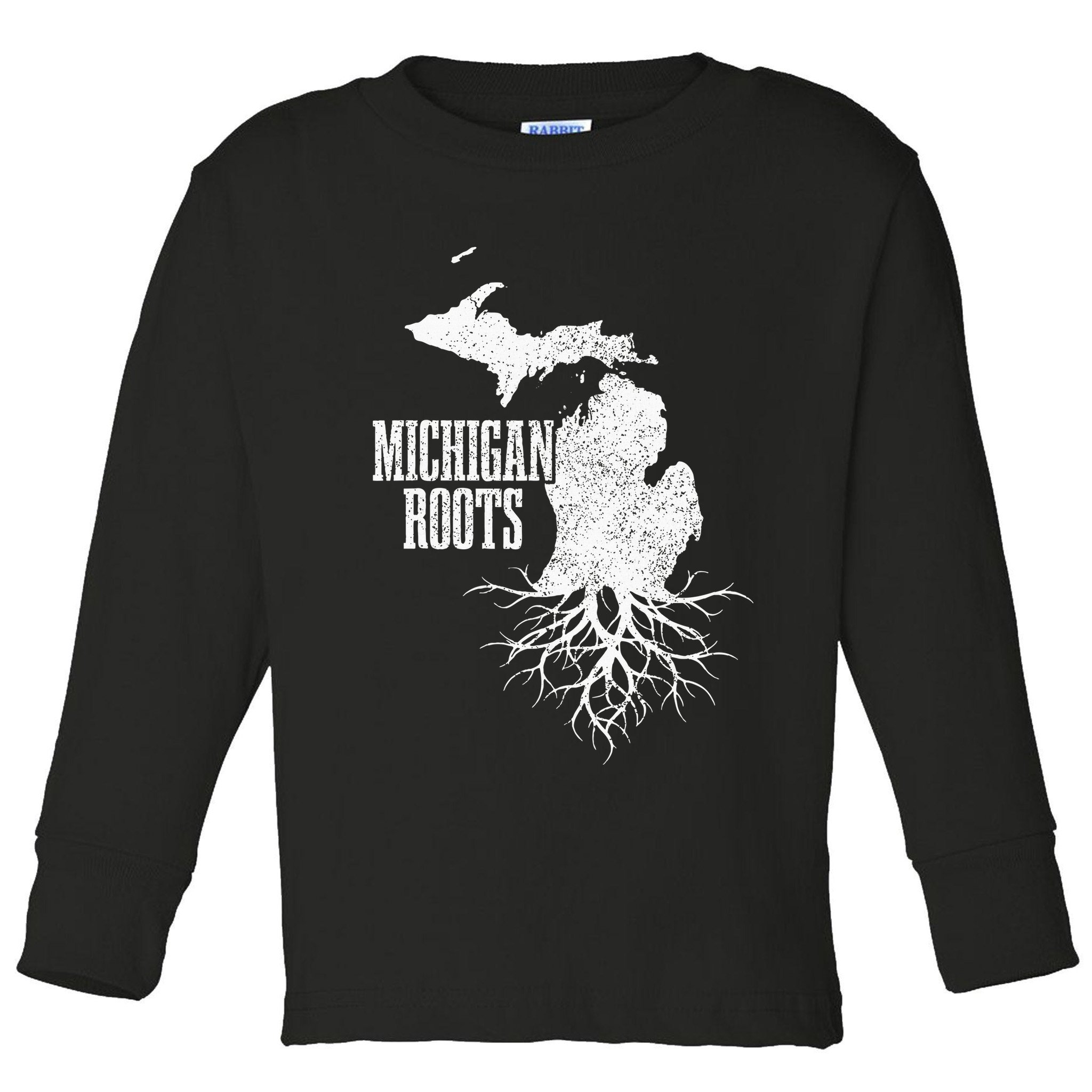 Michigan Roots Vintage Pride State Map Gift Toddler Long Sleeve Shirt
