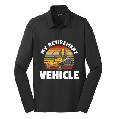 My Retirement Vehicle Retired Lawn Mower Grass Mow Mowing Silk Touch Performance Long Sleeve Polo