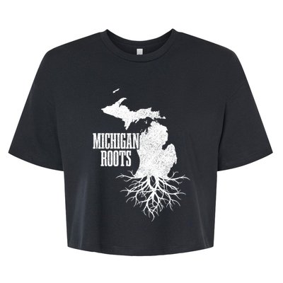 Michigan Roots Vintage Pride State Map Gift Bella+Canvas Jersey Crop Tee