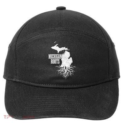 Michigan Roots Vintage Pride State Map Gift 7-Panel Snapback Hat