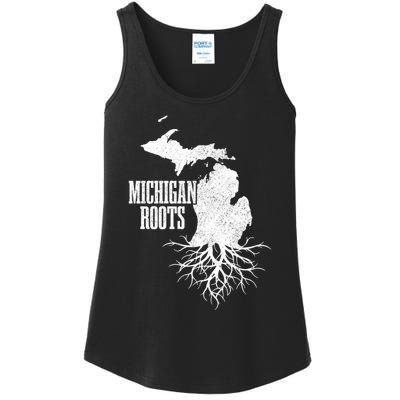 Michigan Roots Vintage Pride State Map Gift Ladies Essential Tank