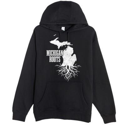 Michigan Roots Vintage Pride State Map Gift Premium Pullover Hoodie