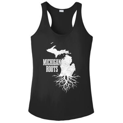 Michigan Roots Vintage Pride State Map Gift Ladies PosiCharge Competitor Racerback Tank