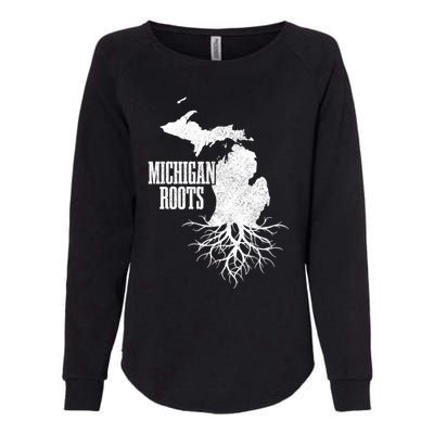 Michigan Roots Vintage Pride State Map Gift Womens California Wash Sweatshirt