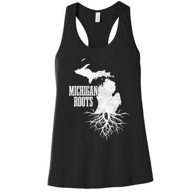 Michigan Roots Vintage Pride State Map Gift Women's Racerback Tank